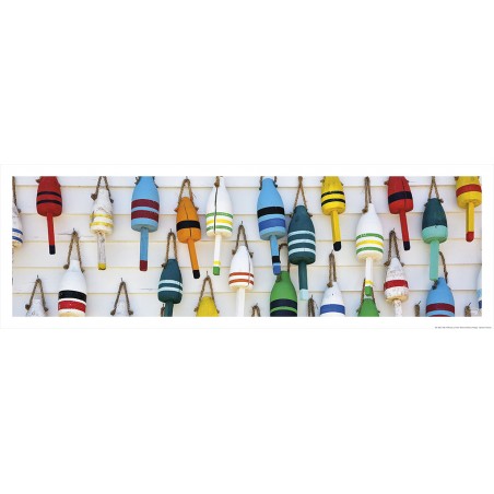 Colorful lobster trap buoys