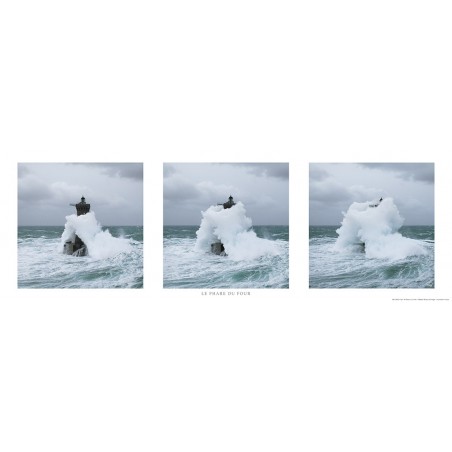 Vague sur le phare du Four, Bretagne