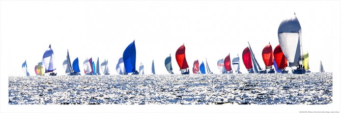 Photo Voiliers sous spi en régate par Philip Plisson