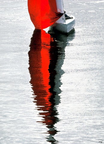 Photo Spi rouge en baie de Quiberon par Philip Plisson