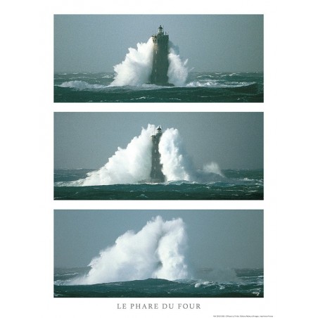 Vague sur le phare du Four, Finistère, Bretagne