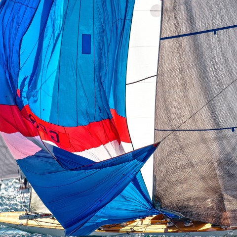 Photo Lowering the sail at the buoy, traditional yacht par Philip Plisson