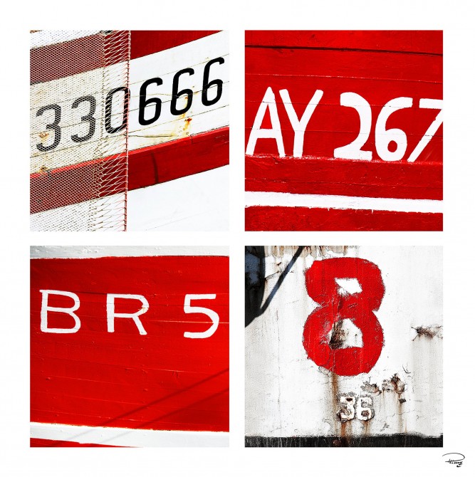 Photo Coques rouges et blanches, bateaux de pêche par Philip Plisson