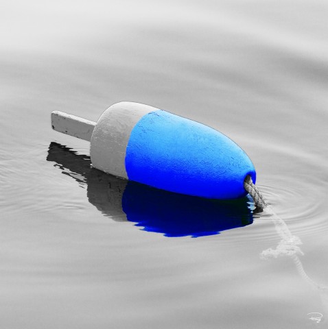 Photo Blue and grey lobster trap buoy par Philip Plisson