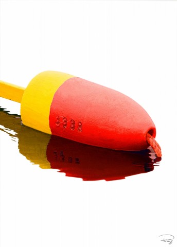 Photo Bouée de casier rouge et jaune par Philip Plisson