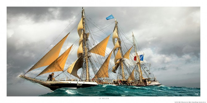 Photo Le Belem, trois-mâts barque, toutes voiles dehors par Philip Plisson