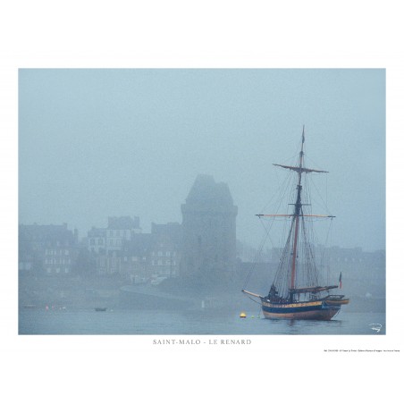 Le Renard, cotre corsaire au mouillage devant Saint-Malo