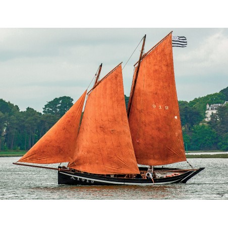 Vieux gréement sur la rivière d'Auray, Morbihan