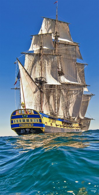 Photo La frégate Hermione par Philip Plisson