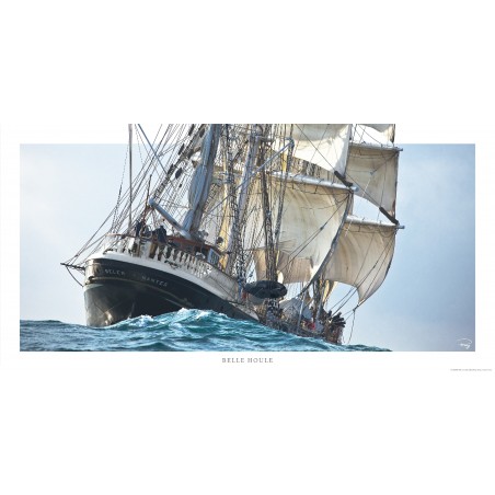 Le Belem dans la houle au grand largue