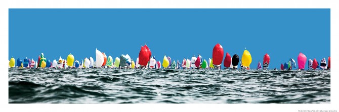 Photo Voiliers sous spi en baie de Quiberon par Philip Plisson