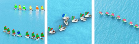 Photo Optimist en ligne, école de voile par Philip Plisson