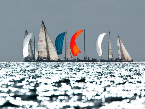 Photo Régate sous spi en baie de Quiberon par Philip Plisson