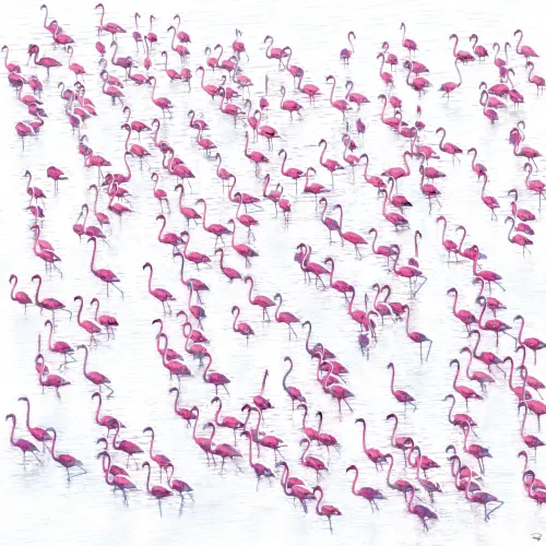 Art print photo - Pink flamingos in the Venice lagoon