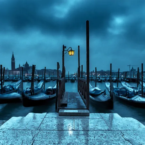 Art print photo - A night with the gondolas of Venice - Philip Plisson